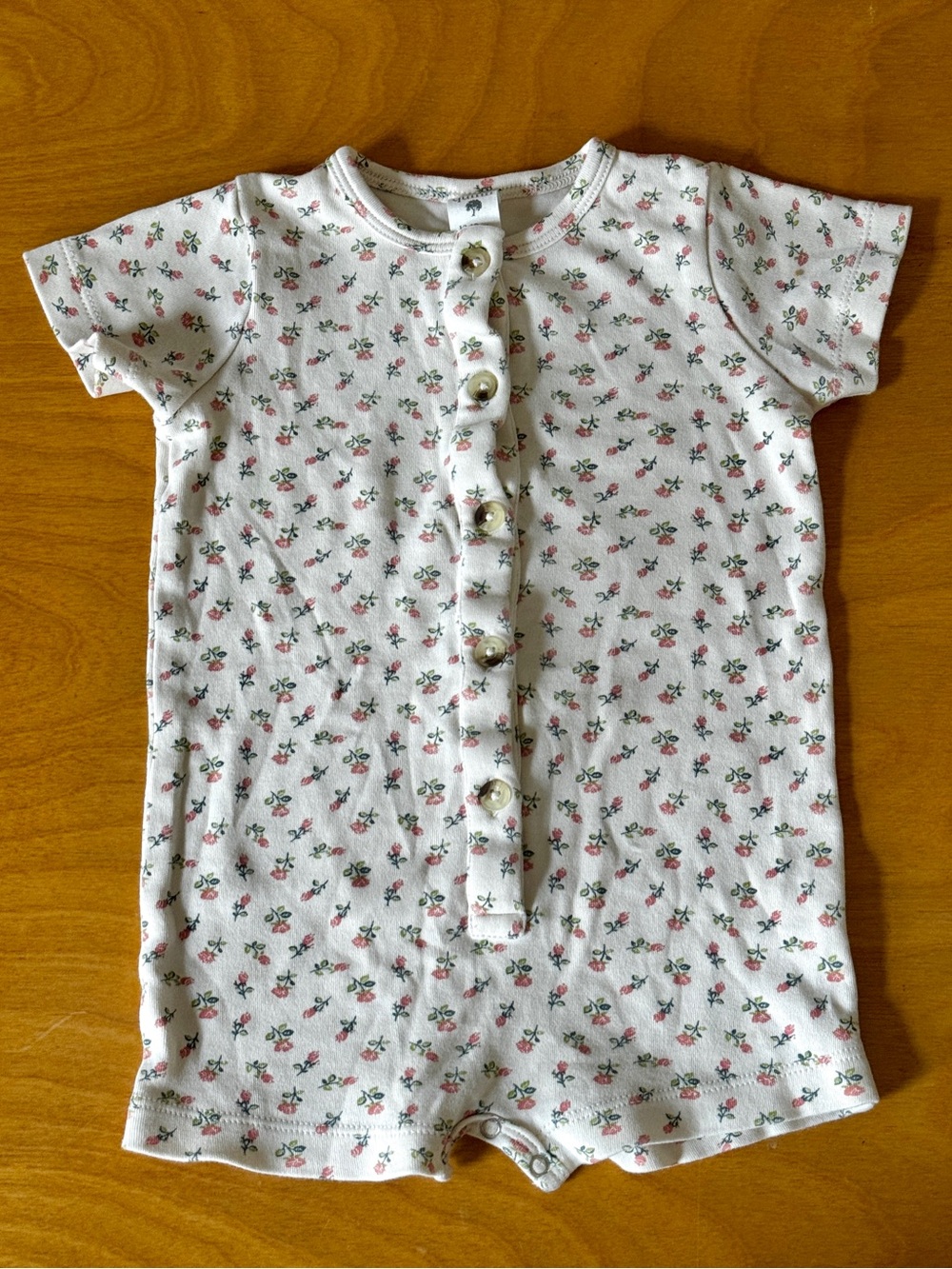 Kate Quinn organic cotton floral button up romper 12-18M